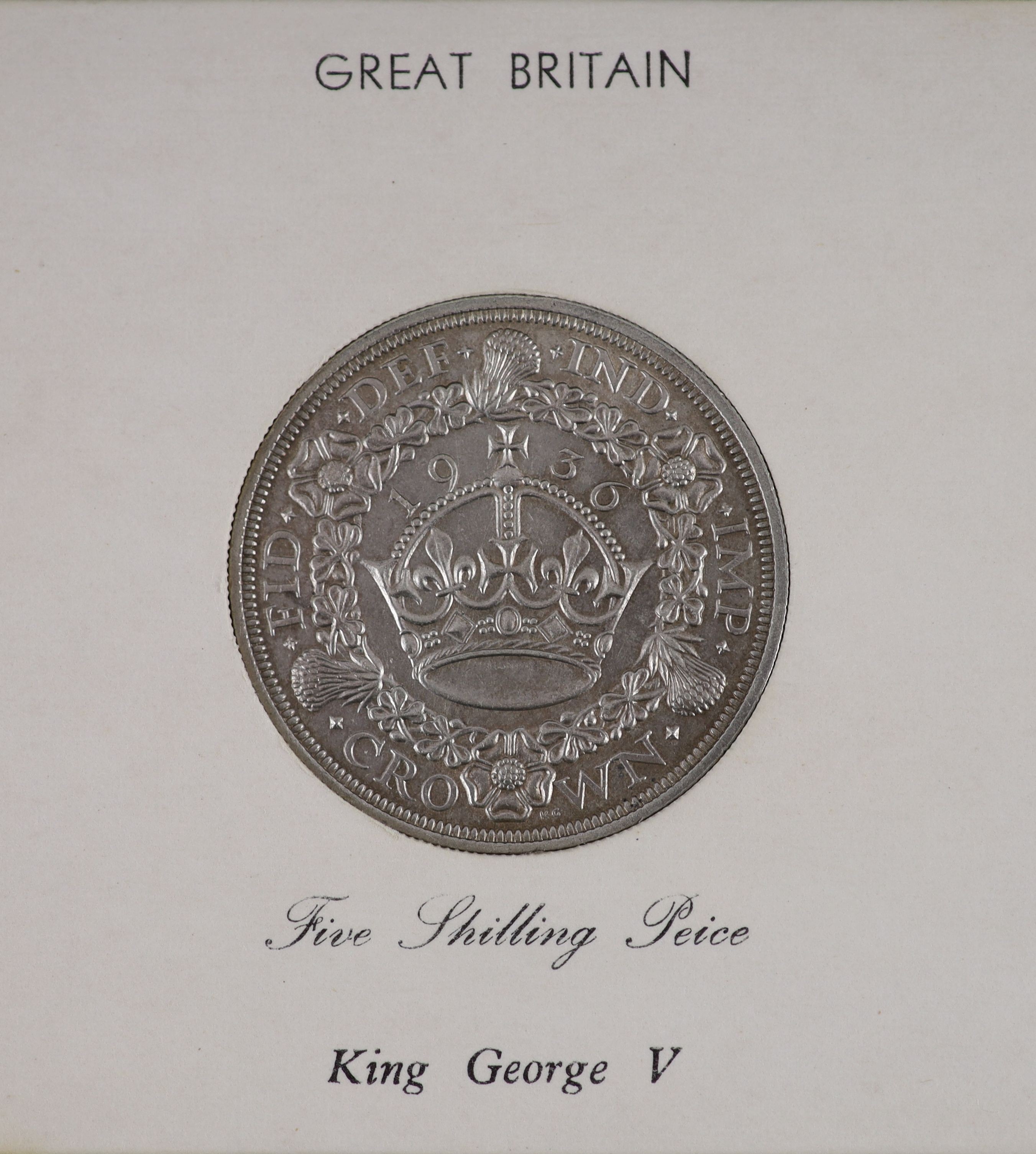George V specimen set of nine coins, 1936, fourth coinage, comprising Crown (S4036), cleaned about EF, scarce, halfcrown florin, shilling and sixpence, cleaned, about EF/EF, the penny, halfpenny and farthing, lustrous UN